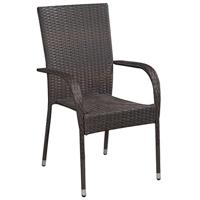 Tuinstoelen stapelbaar 6 st poly rattan bruin - thumbnail
