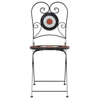 Bistrostoelen 2 st inklapbaar keramiek terracottakleurig en wit - thumbnail