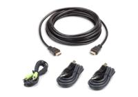 ATEN KVM Aansluitkabel [1x HDMI-stekker, USB-A 2.0 stekker, Jackplug male 3,5 mm - 1x HDMI-stekker, Jackplug male 3,5 mm, USB 2.0 bus B] 3.00 m Zwart - thumbnail