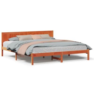 Bedframe Bruin 200 x 200 cm Massief grenenhout Bedframe Bruin 200 x 200 cm Massief grenenhout