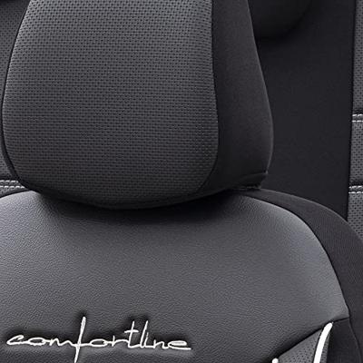 Universele Leder/Stoffen Stoelhoezenset 'Comfortline' Zwart/Grijs + Witte rand - 11-delig OTCMF214