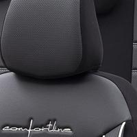 Universele Leder/Stoffen Stoelhoezenset 'Comfortline' Zwart/Grijs + Witte rand - 11-delig OTCMF214 - thumbnail