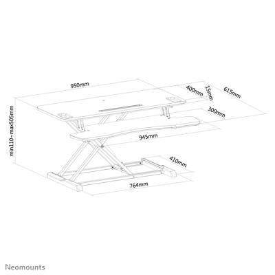 Neomounts computerwerkplek NS-WS300BLACK Neomounts computerwerkplek NS-WS300BLACK
