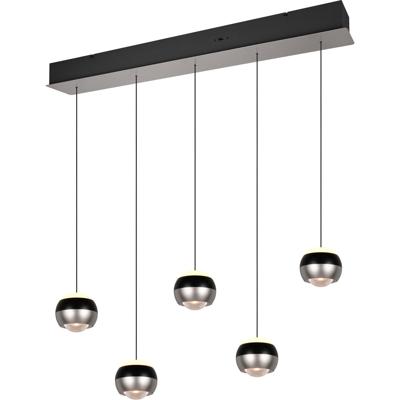 LED Hanglamp - Trio Select Orbit - 5 Lichtpunten van 8 Watt - Rechthoek - Dimbaar - Aanpasbare Lichtkleur - Hoogte Aanpasbaar zonder Contragewicht - Mat Nikkel - Metaal
