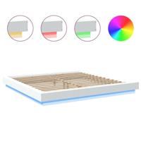 Bedframe met LED-verlichting bewerkt hout wit 200x200 cm - thumbnail