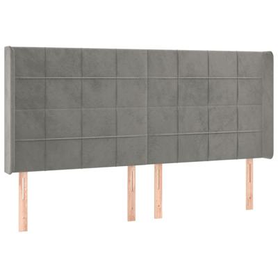 Hoofdbord met randen 163x16x118/128 cm fluweel lichtgrijs - thumbnail