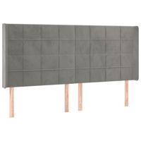 Hoofdbord met randen 203x16x118/128 cm fluweel lichtgrijs - thumbnail
