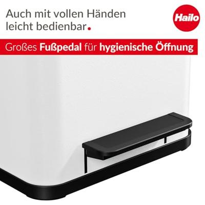 Hailo Öko uno plus M 6192300 Afvalbak 17 l Plaatstaal (b x h x d) 320 x 430 x 340 mm Wit Met voetpedaal 1 stuk(s) - thumbnail