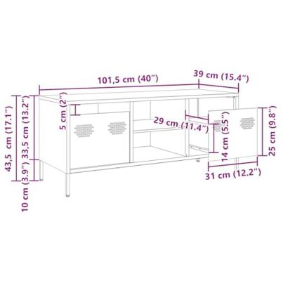 Tv-meubel 101,5x39x43,5 cm koudgewalst staal roze