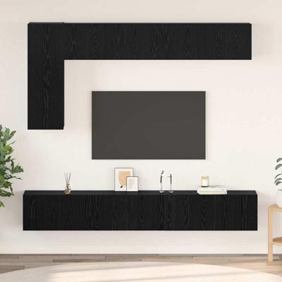 Tv-meubelset 6 pcs Zwart eiken 30.5 x 30 x 90 cm Bewerkt hout