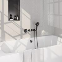 Gunmetal Carving thermostatische inbouw badkraan SET 02 met badvulcombinatie - thumbnail