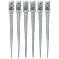 VidaXL Grondpinnen 6 st 8x8x91 cm gegalvaniseerd staal zilverkleurig - thumbnail