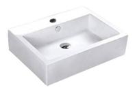 Wastafel Opbouw/Hangend Feel Rechthoek 58x46x16cm Keramiek Glans Wit 1 Kraangat Overloop - thumbnail