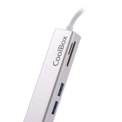 CoolBox Docking Station USB C Hub 5 in 1 miniDOCK Lite HDMI 2 x USB3.0 microSD SD SD Compatibel met Apple MacBook Pro Air, ChromeBook en Ultrabooks met USB-C zilver