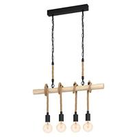 Eglo Landelijke hanglampYoungstown 4-lichts zwart met hout - 43318 - thumbnail