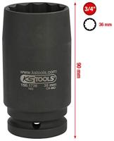 KS Tools 150.1736 3/4 12-kant aandrijfaskrachtsteekdop, dunwandig, 36 mm - thumbnail