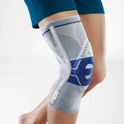 Bauerfeind Genutrain P3 met Siliconenboord Kniebrace - 1 - Links - Grijs