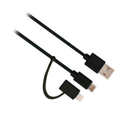Ewent EW9909 USB-kabel 1 m 2.0 USB A Micro-USB B/Lightning Zwart