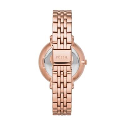 Fossil Dames Jacqueline Three-Hand Day-Date Rosegoudkleurig roestvrijstalen horloge ES3546