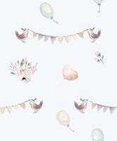 Noordwand Kids Walls Behang met vogeltjes, vlaggetjes en ballonnen - 45892 - thumbnail