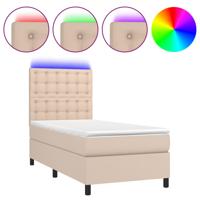 Boxspring met matras en LED kunstleer cappuccinokleur 160x200cm - thumbnail