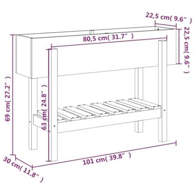 VidaXL Plantenbak verhoogd 101x30x69 cm massief douglashout VidaXL Plantenbak verhoogd 101x30x69 cm massief douglashout