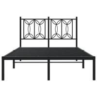 Bedframe met hoofdbord metaal zwart 120x200 cm - thumbnail