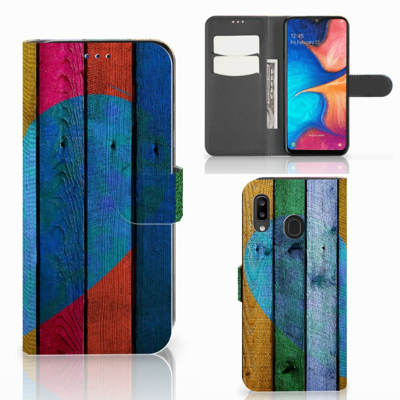 Samsung Galaxy A30 | Book Style Case | Wood Heart - Cadeau voor je Vriend Samsung Galaxy A30 | Book Style Case | Wood Heart - Cadeau voor je Vriend