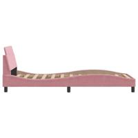 Bedframe met hoofdeinde zonder matras 90x190 cm fluweel roze - thumbnail