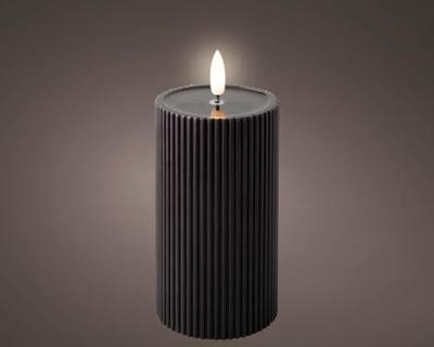 Kaars LED Ribbel vlam 15cm zwart