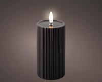 Kaars LED Ribbel vlam 15cm zwart - thumbnail