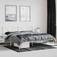 Bedframe met hoofdbord metaal wit 200x200 cm - thumbnail