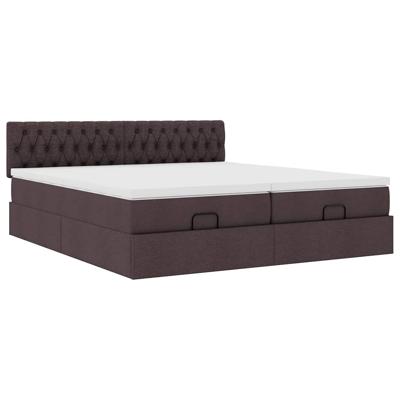 Ottoman bed met matrassen 200x200cm stof donkerbruin - thumbnail
