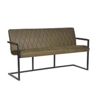 LABEL51 Eetkamerbank Denmark - Army green - Microfiber - 155 cm - thumbnail