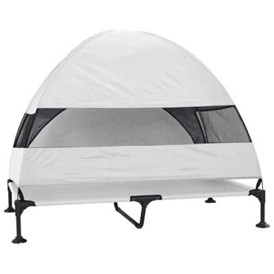 VidaXL Verhoogd hondenbed zilvergrijs 127 x 81 x 108 cm stof en staal VidaXL Verhoogd hondenbed zilvergrijs 127 x 81 x 108 cm stof en staal