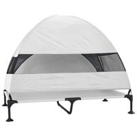 VidaXL Verhoogd hondenbed zilvergrijs 127 x 81 x 108 cm stof en staal - thumbnail