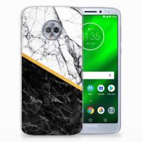 Motorola Moto G6 Plus TPU Siliconen Hoesje Marmer Wit Zwart - Origineel Cadeau Man - thumbnail