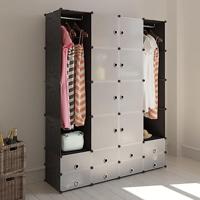 VidaXL Kast modulair met 18 vakken 37x146x180,5 cm zwart en wit - thumbnail