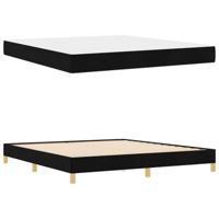 Boxspring bed Zwart, Bruin 180 x 200 cm Stof, Engineered Hout - thumbnail