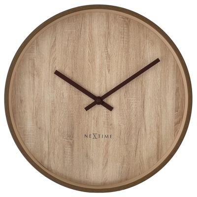Wandklok 30 cm - Stil - Donkerbruin/lichtbruin - Kunststof - NeXtime 'Oslo' Wandklok 30 cm - Stil - Donkerbruin/lichtbruin - Kunststof - NeXtime 'Oslo'