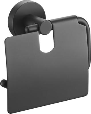 Saqu Eurotrend toiletrolhouder met klep mat zwart