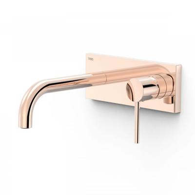 Wastafelmengkraan Inbouw Tres Study Exclusive met Afdekplaat Gebogen Uitloop 18 cm en Hendel Rosé Goud Tres Wastafelmengkraan Inbouw Tres Study Exclusive met Afdekplaat Gebogen Uitloop 18 cm en Hendel Rosé Goud Tres