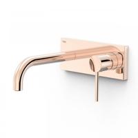 Wastafelmengkraan Inbouw Tres Study Exclusive met Afdekplaat Gebogen Uitloop 18 cm en Hendel Rosé Goud Tres - thumbnail