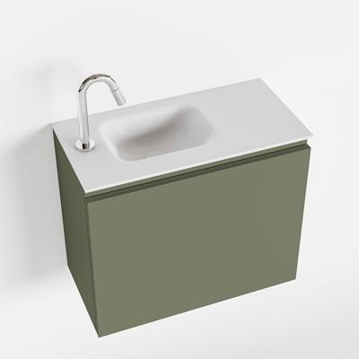 MONDIAZ OLAN 60cm toiletmeubel army. LEX wastafel talc links 1 kraangat