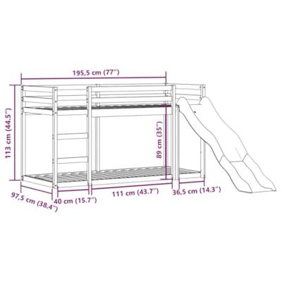 Stapelbed met glijbaan en ladder massief grenenhout 90x190 cm