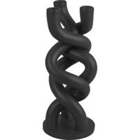 Candle Holder Twisted Ceramic Black - thumbnail