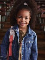 Jeansjas voor meisjes middenblauw - thumbnail