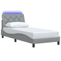 Bedframe met LED zonder matras stof 100x200 cm lichtgrijs - thumbnail