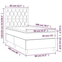 Boxspring met matras stof taupe 80x200 cm - thumbnail