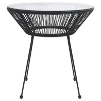 Tuintafel 70x74 cm rattan en glas zwart - thumbnail